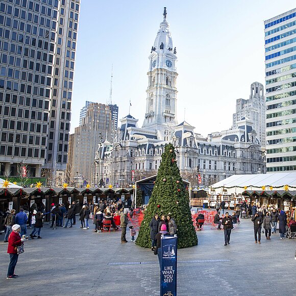 German Christmas Village at Love Park and City Hall in Philadelphia