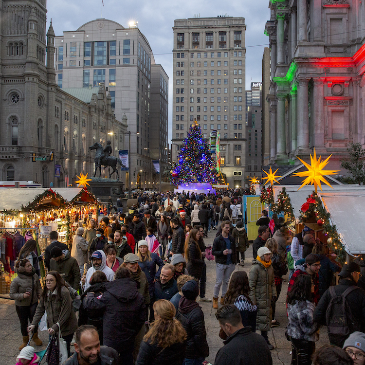 German Christmas Village at Love Park and City Hall in Philadelphia